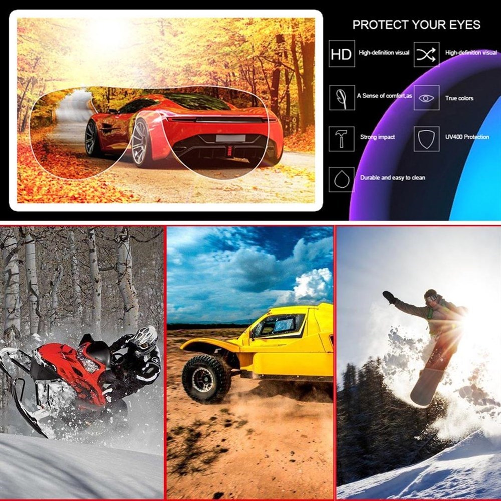 Ayrılabilir Motosiklet Kaskı Anti-UV Gözlük Kalkanı Rüzgar Geçirmez Sürme Yüz Maskesi