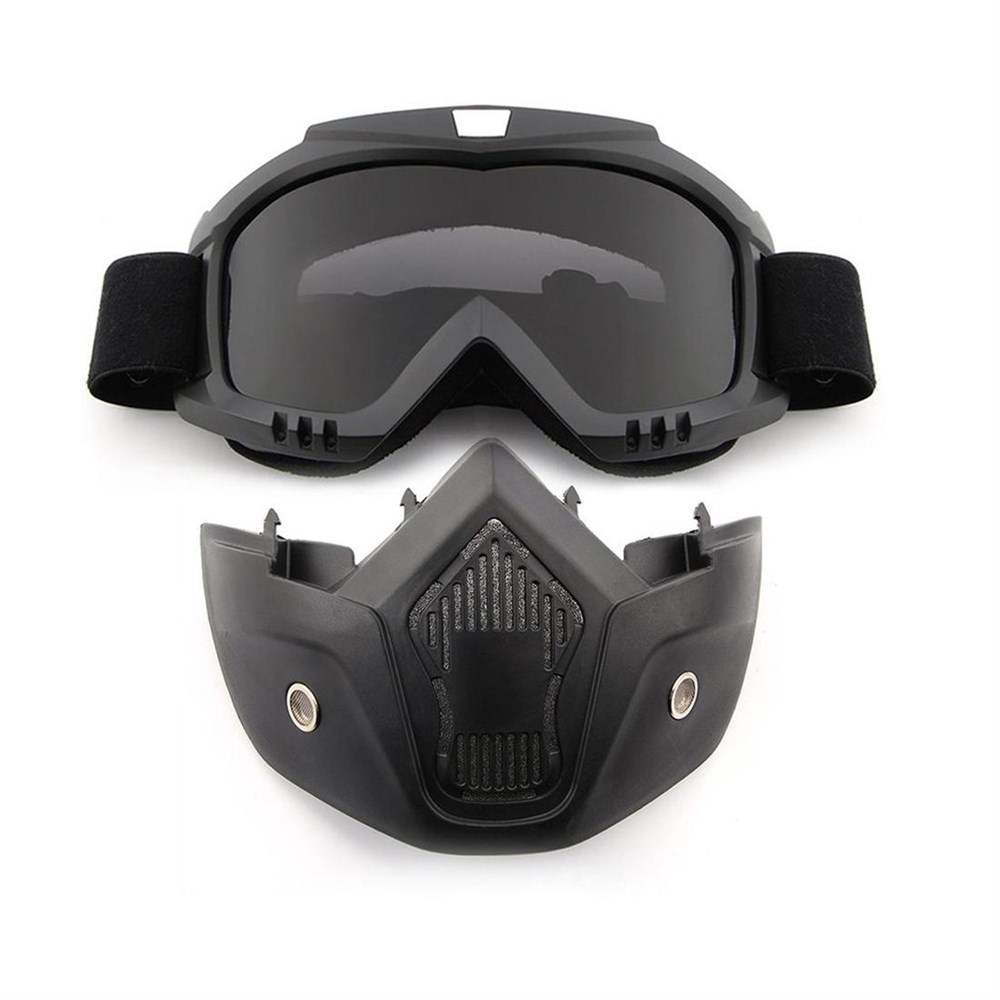 Ayrılabilir Motosiklet Kaskı Anti-UV Gözlük Kalkanı Rüzgar Geçirmez Sürme Yüz Maskesi