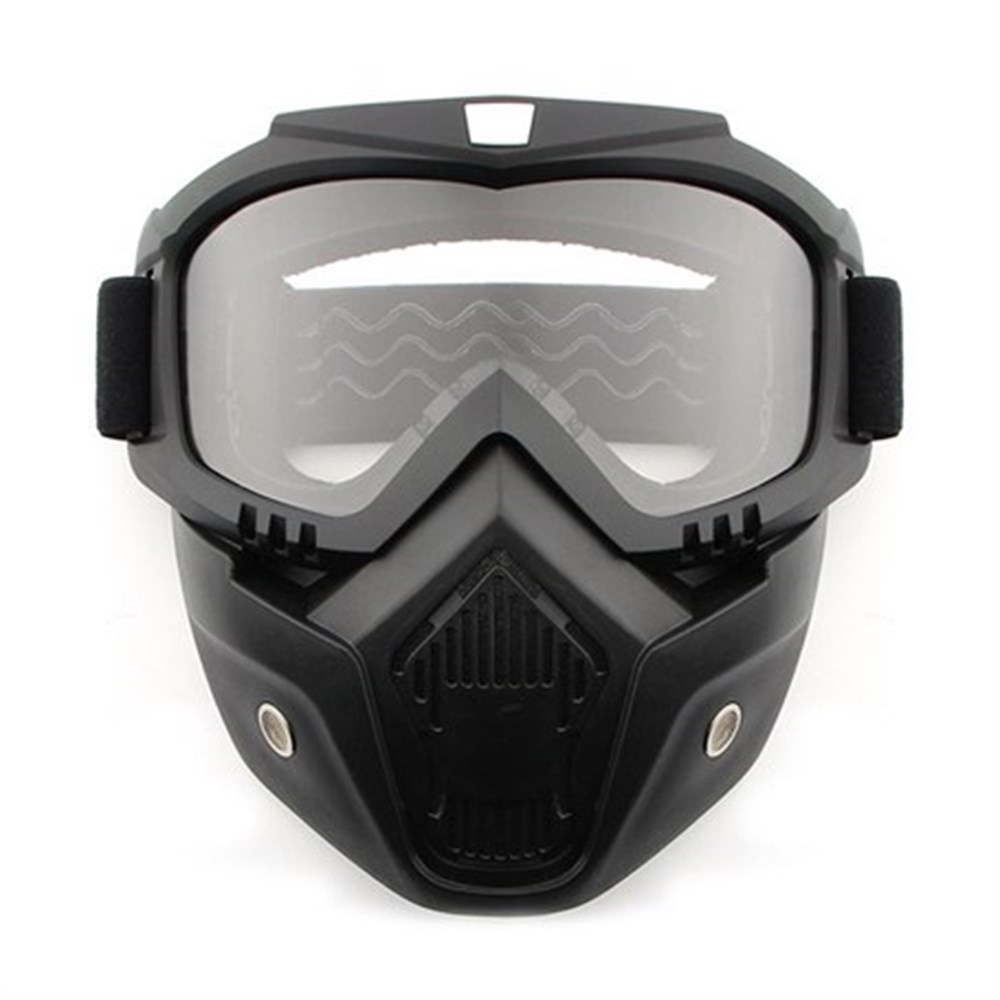 Ayrılabilir Motosiklet Kaskı Anti-UV Gözlük Kalkanı Rüzgar Geçirmez Sürme Yüz Maskesi