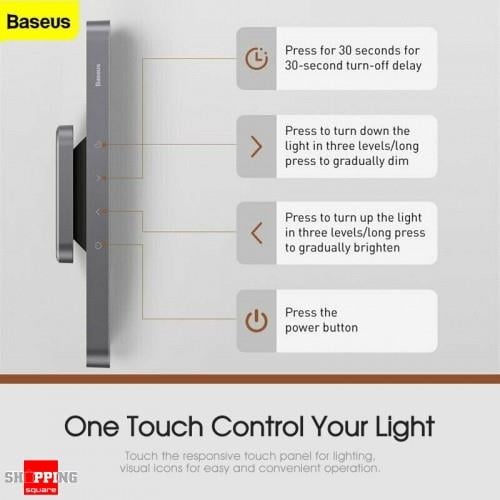 Baseus Polham Manyetik Mıknatıslı Duvar, Masa, Yatak, Mutfak Lambası, Işık Ayarlamalı Dokunmatik