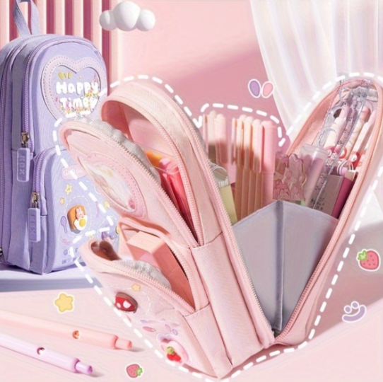 Büyük Kapasiteli Çocuk Dostu Sevimli Karikatür Fermuarlı Kalem Kutusu