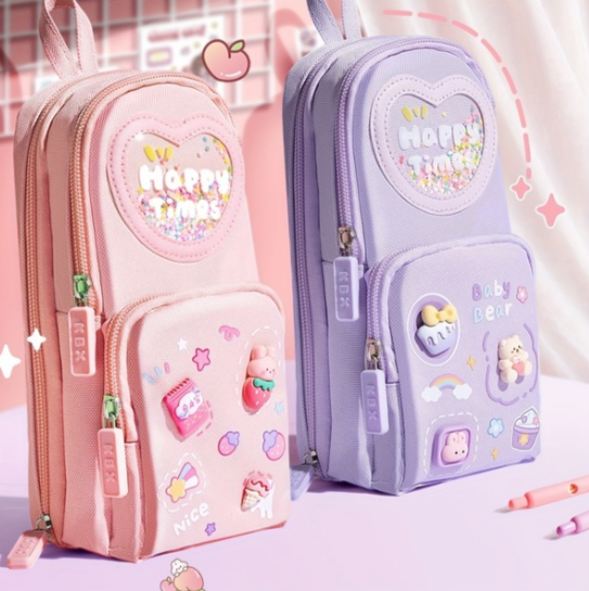 Büyük Kapasiteli Çocuk Dostu Sevimli Karikatür Fermuarlı Kalem Kutusu