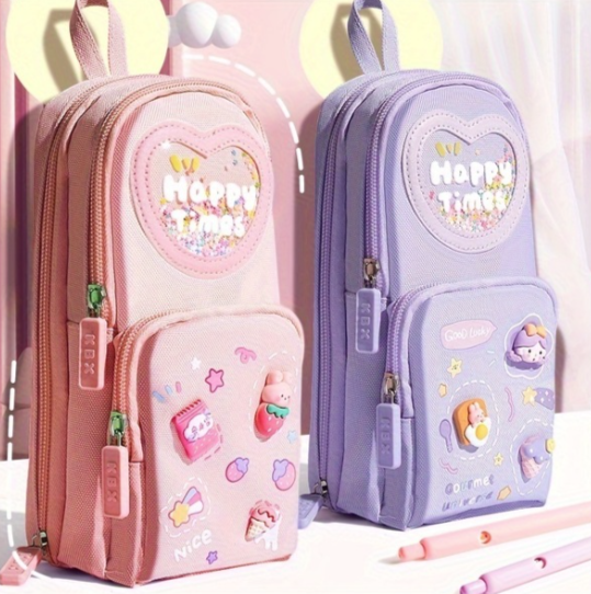 Büyük Kapasiteli Çocuk Dostu Sevimli Karikatür Fermuarlı Kalem Kutusu