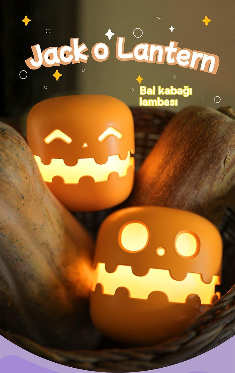 Cadılar Bayramı Balkabağı Gece Lambası, Sevimli Balkabağı Dekorasyon Led Lamba Ev, Oda Dekorasyonu 