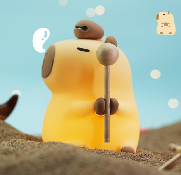Capybara Gece Lambası Şarj Edilebilir Kısılabilir 1200 MAh Pil Ile 20 Dakika Zamanlama Yumuşak Başucu Lambası Yatak Odası Için