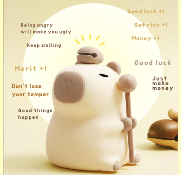 Capybara Gece Lambası Şarj Edilebilir Kısılabilir 1200 MAh Pil Ile 20 Dakika Zamanlama Yumuşak Başucu Lambası Yatak Odası Için