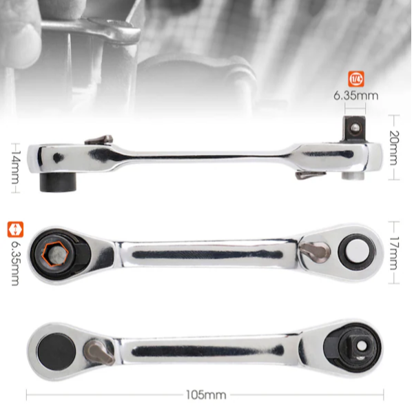 Çift Hızlı Soket Cırcır Anahtarı Rod Tornavida 14 Inch