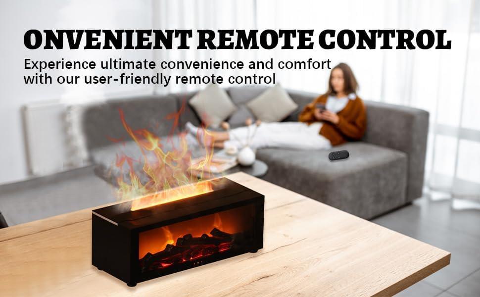 Dinamik Alev Şömine Uçucu Yağ Difüzörü – Şömine Difüzör, Uçucu Yağ Difüzörü, Zamanlayıcı ve Otomatik Kapanma Özelliği, Sisli Şömine Nemlendirici