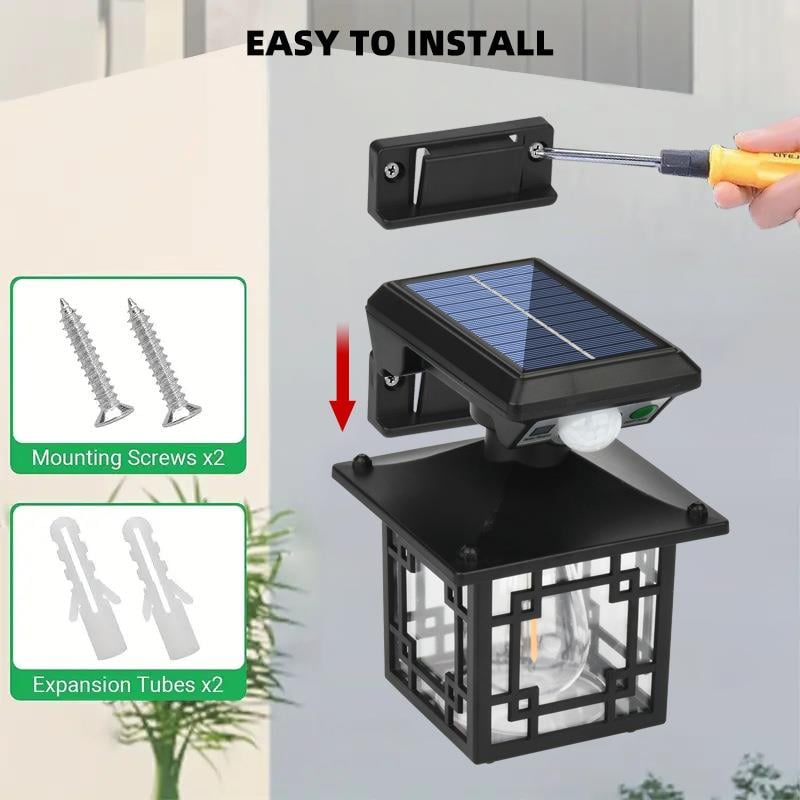 Dış Mekan İçin Hareket Sensörlü Güneş Enerjili Aplik Siyah