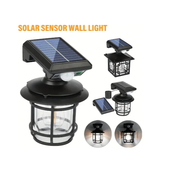 Dış Mekan İçin Hareket Sensörlü Güneş Enerjili Aplik Siyah