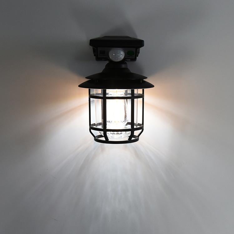 Dış Mekan İçin Hareket Sensörlü Güneş Enerjili Aplik Siyah