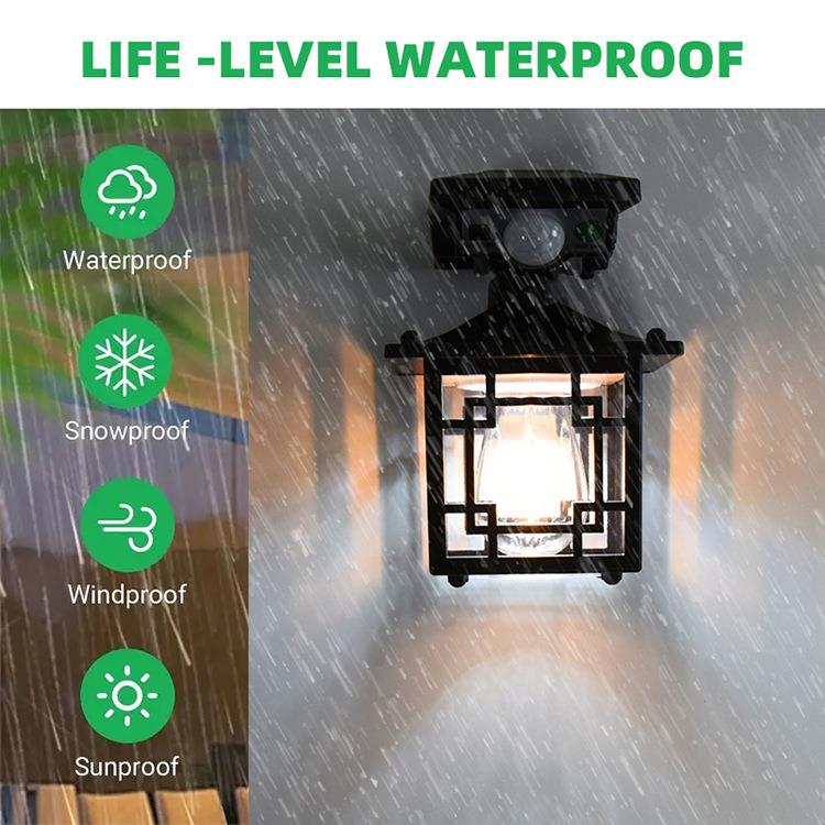 Dış Mekan İçin Hareket Sensörlü Güneş Enerjili Aplik Siyah