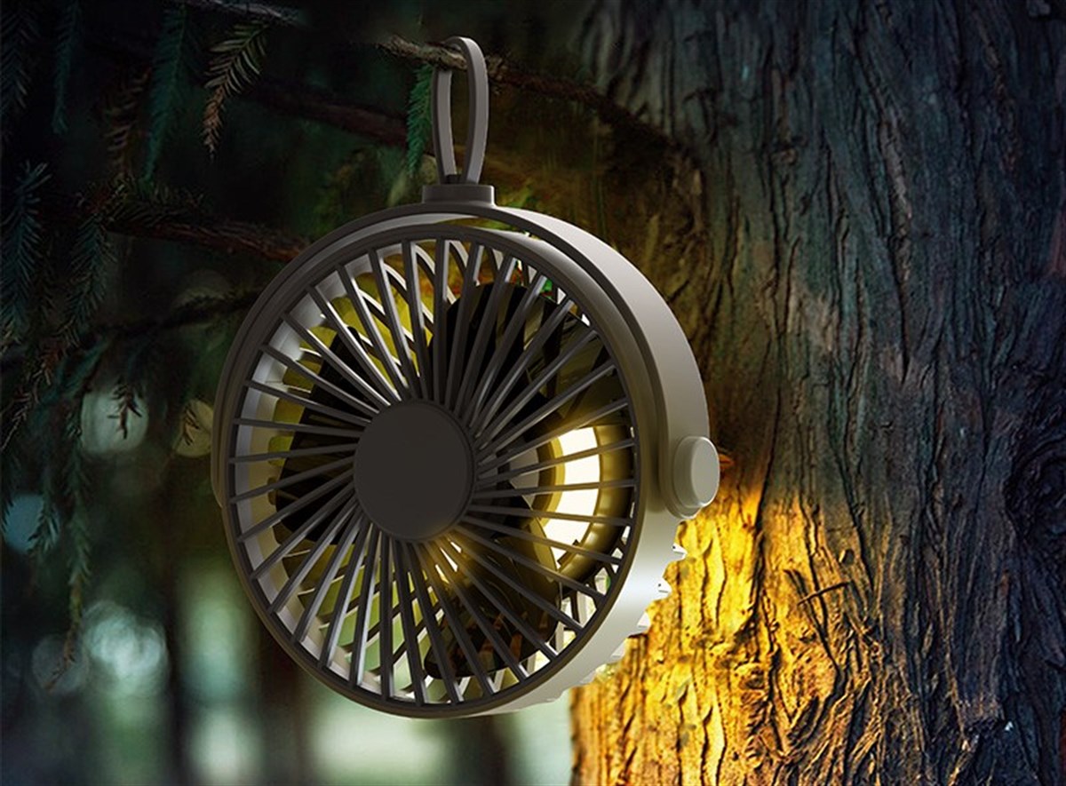Gece Işığı ile Şarj Edilebilir Taşınabilir Açık Kamp Dilsiz Fan