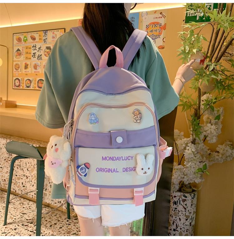 Günlük Sırt Çantası, Asılı Aksesuarlı Sevimli Kız Sırt Çantası, Okul Öğrenci Sırt Çantası