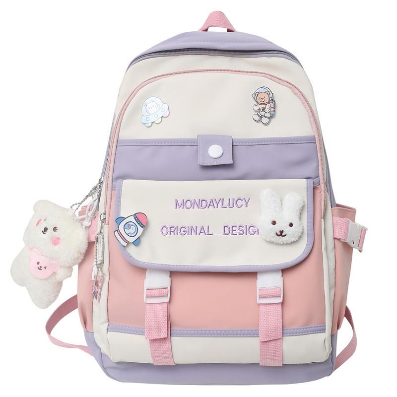 Günlük Sırt Çantası, Asılı Aksesuarlı Sevimli Kız Sırt Çantası, Okul Öğrenci Sırt Çantası