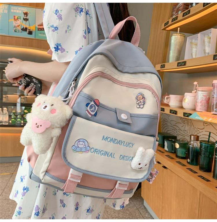 Günlük Sırt Çantası, Asılı Aksesuarlı Sevimli Kız Sırt Çantası, Okul Öğrenci Sırt Çantası