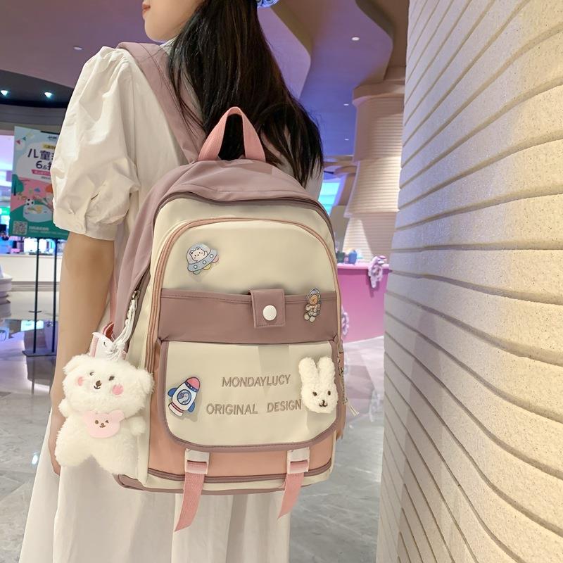 Günlük Sırt Çantası, Asılı Aksesuarlı Sevimli Kız Sırt Çantası, Okul Öğrenci Sırt Çantası