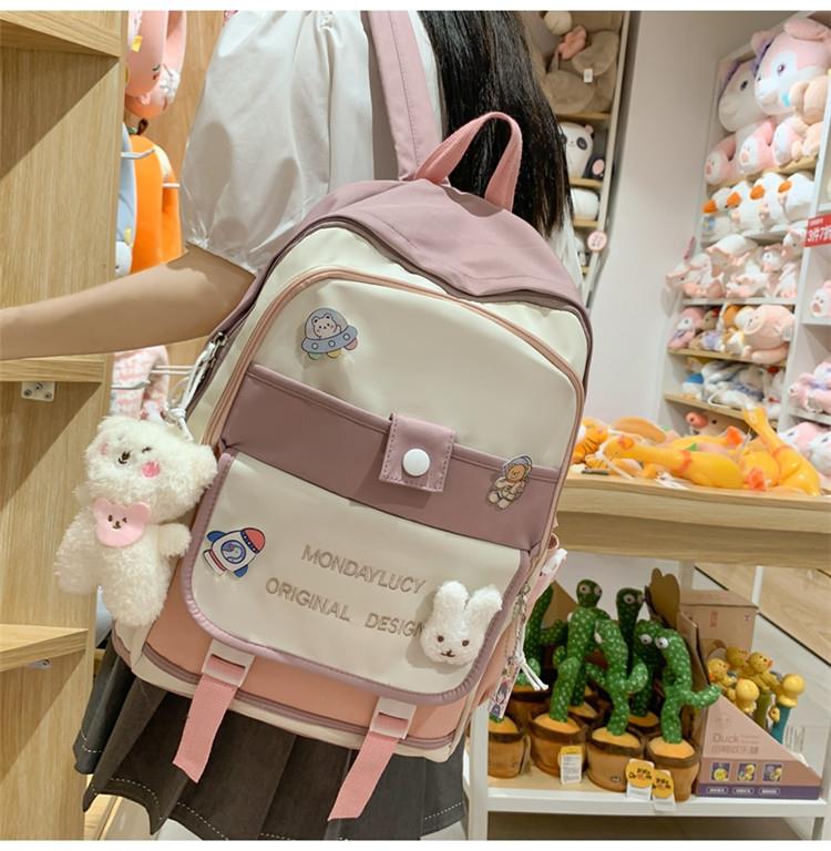 Günlük Sırt Çantası, Asılı Aksesuarlı Sevimli Kız Sırt Çantası, Okul Öğrenci Sırt Çantası