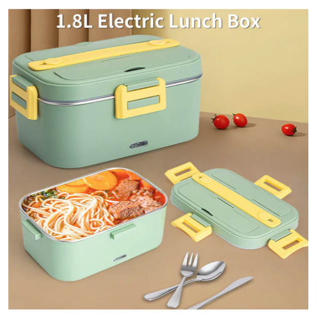 Hallow 1.8L Elektrikli Öğle Yemeği Kutusu Isıtmalı Öğle Yemeği Kutusu Yeşil