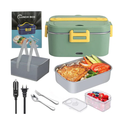 Hallow 1.8L Elektrikli Öğle Yemeği Kutusu Isıtmalı Öğle Yemeği Kutusu Yeşil
