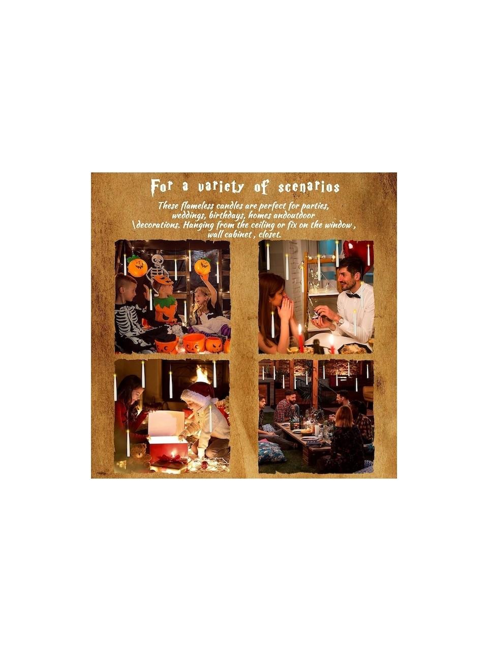 Harry Potter Uzaktan Kumandalı Asılı Alevsiz Konik Mum, Sıcak Işık Dekorasyonlu Elektronik Mum - 12 Adet 