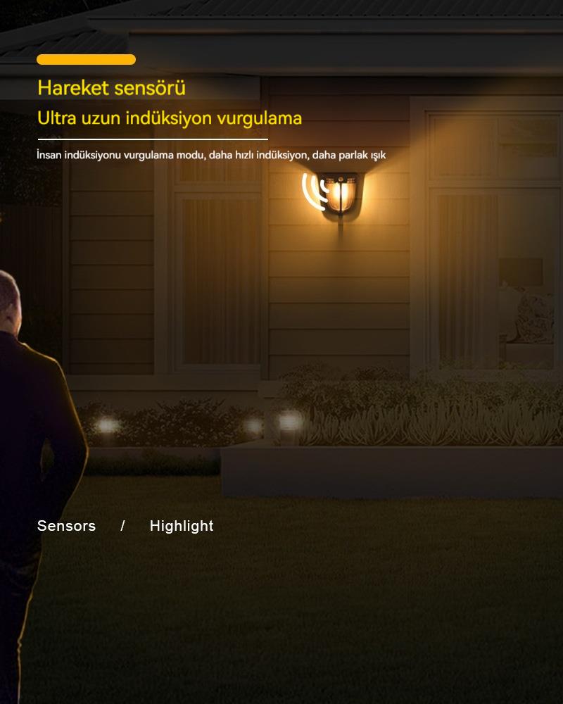İç Ve Dış Mekanlar İçin Hareket Sensörlü 2 Parça Set Güneş Enerjili Işıklar