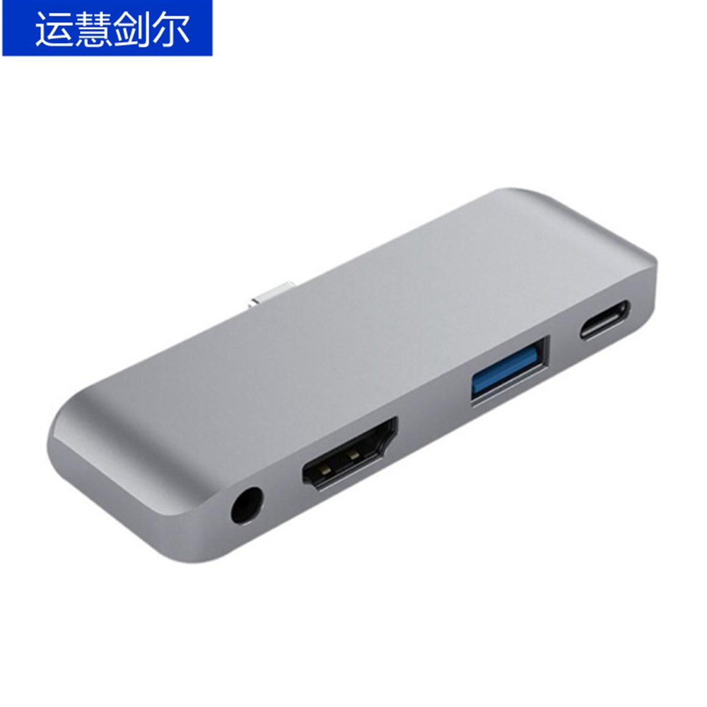 İPad Pro Hub USB-C - HDMI + 3.5 + USB + PD Hub Type-C Bağlantı İstasyonu Gri