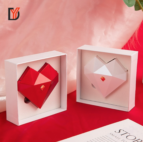 Kalp Şeklinde Yüzük Kutusu, Evlilik Teklifi için Otomatik Açılır Sürpriz Yüzük Kutusu 