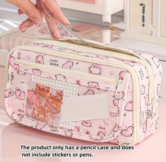Kapibara Temalı Oxford Kumaştan Çok Yönlü Ve Yıkanabilir Kalem Kutusu