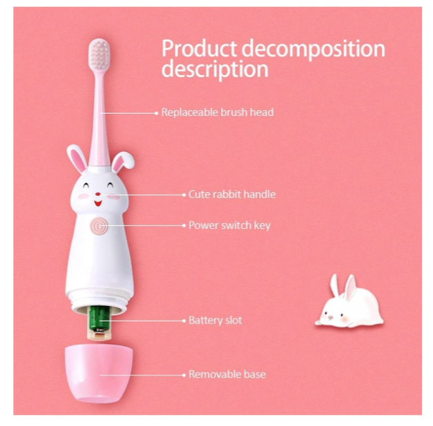 Karikatür Desen Çocuklar İçin Elektrikli Diş Fırçası Mavi