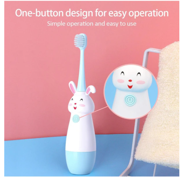 Karikatür Desen Çocuklar İçin Elektrikli Diş Fırçası Mavi