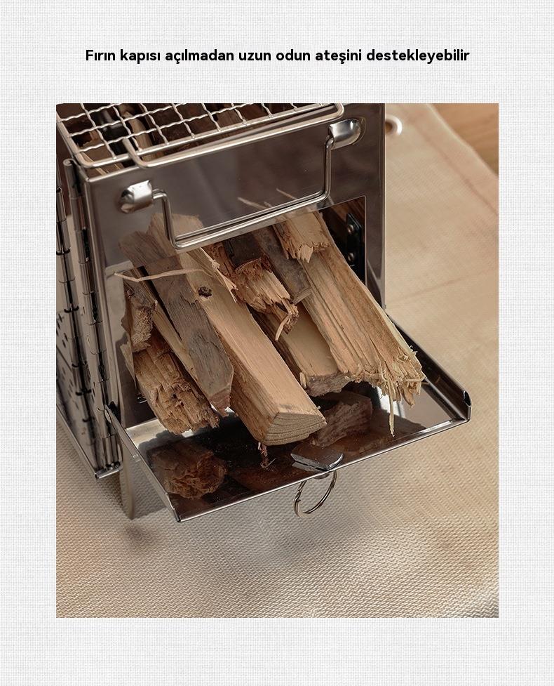 Katlanır Açık Hava Mini Paslanmaz Çelik Barbekü, Kamp Ve Piknik İçin İdeal Barbekü Rafı Odun Sobası 