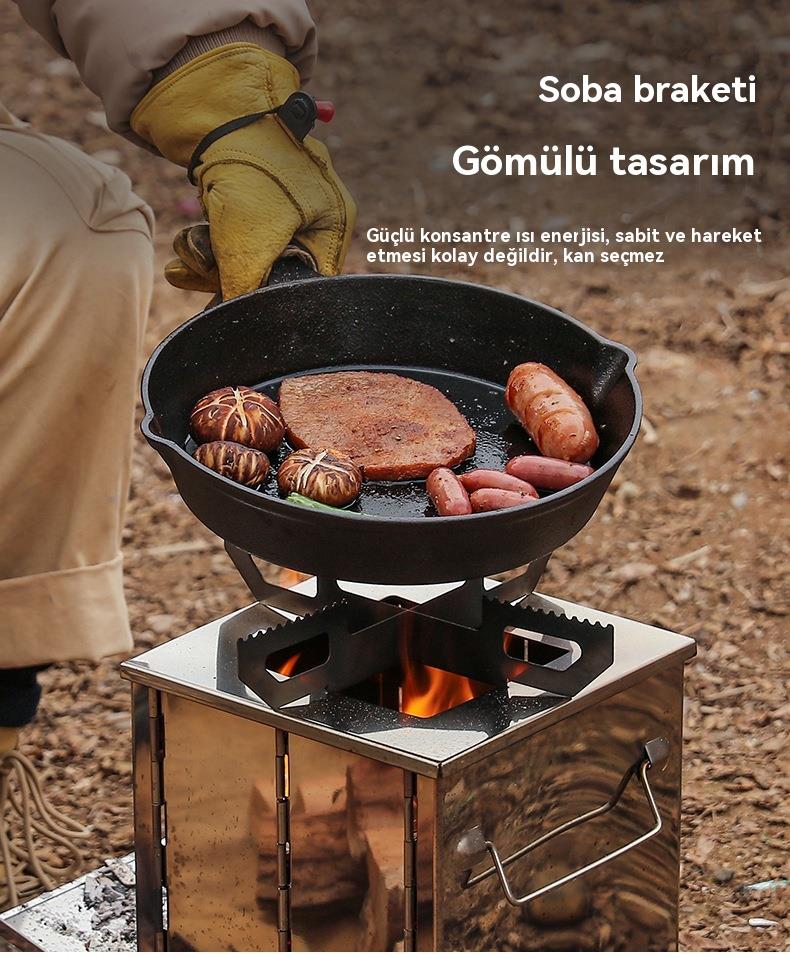 Katlanır Açık Hava Mini Paslanmaz Çelik Barbekü, Kamp Ve Piknik İçin İdeal Barbekü Rafı Odun Sobası 