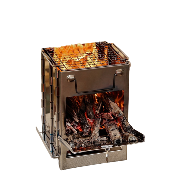 Katlanır Açık Hava Mini Paslanmaz Çelik Barbekü, Kamp Ve Piknik İçin İdeal Barbekü Rafı Odun Sobası 