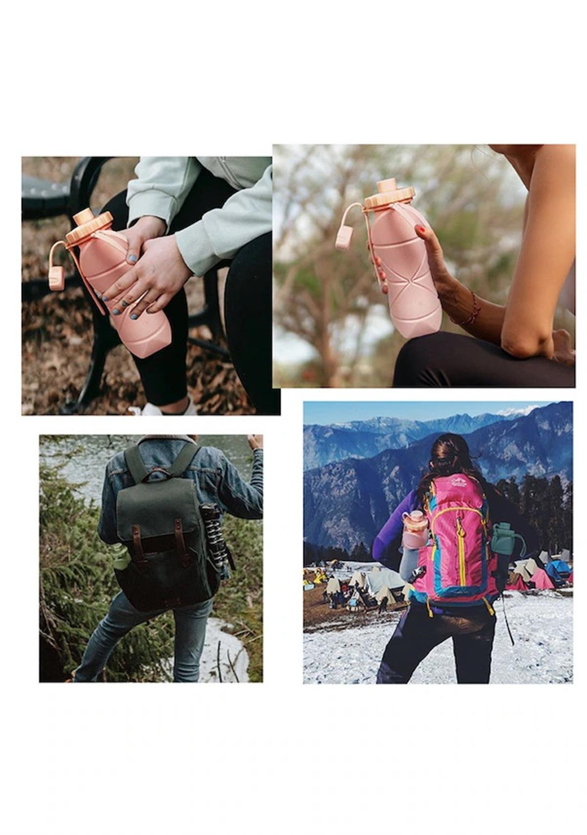 Katlanır Silikon Su Şişesi Spor Su Şişesi Outdoor Matara Suluk 600 ML