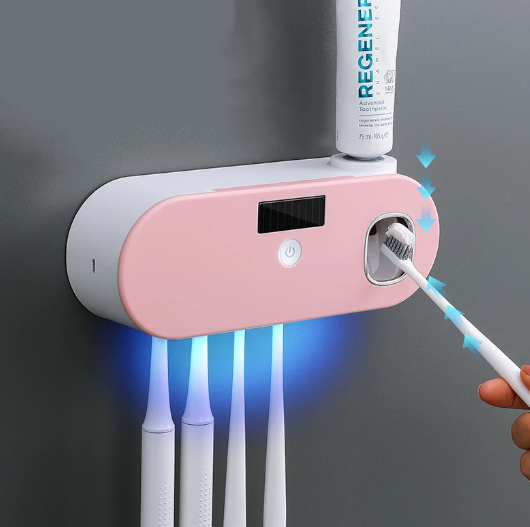 Kolay diş macunu sıkacağıyla akıllı UV diş fırçası tutucusu