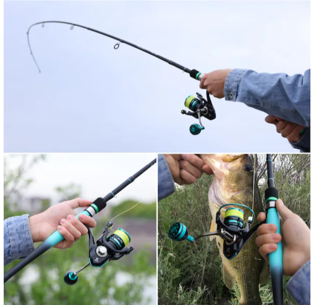 Levrek Ve Turna Balıkçılığı İçin Karbon Fiber İplik Kamışı Ve Makara Kombinasyonu 2,1m