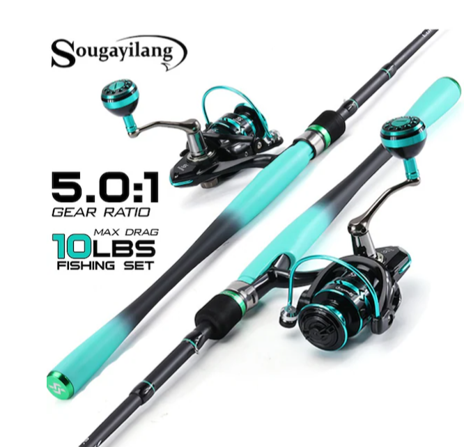 Levrek Ve Turna Balıkçılığı İçin Karbon Fiber İplik Kamışı Ve Makara Kombinasyonu 2,1m