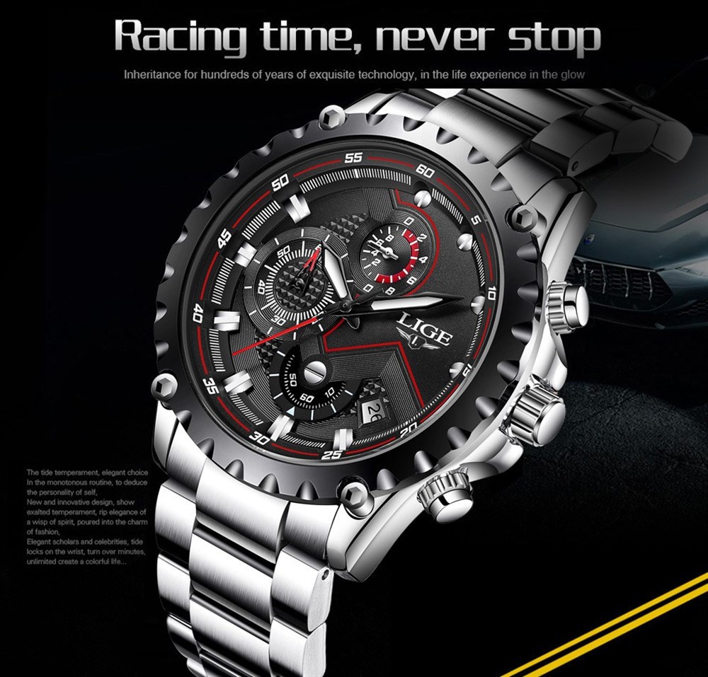 LIGE 9821 Su Geçirmez Erkek Kol Saati