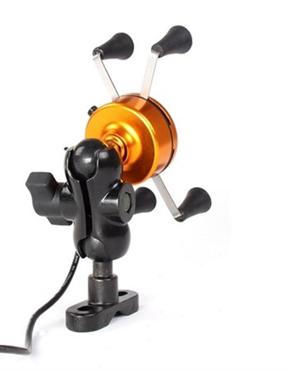 Motosiklet şarj edilebilir X-şekilli cep telefonu tutucusu usb şarj cihazı alüminyum alaşımlı cep telefonu tutucusu, usb şarjlı