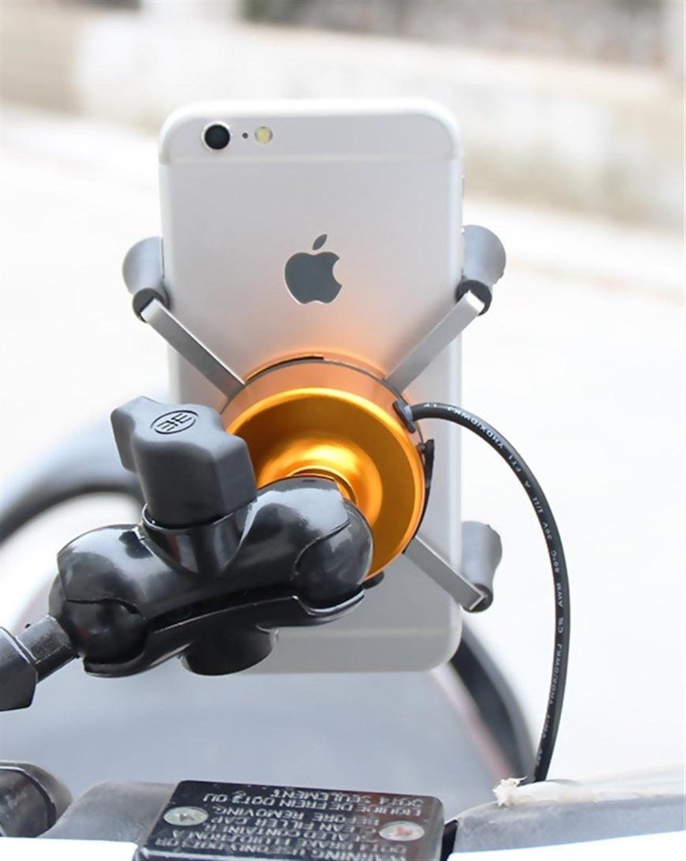 Motosiklet şarj edilebilir X-şekilli cep telefonu tutucusu usb şarj cihazı alüminyum alaşımlı cep telefonu tutucusu, usb şarjlı
