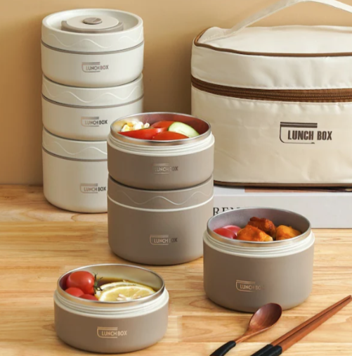 Oloey 304 Paslanmaz Çelik Yalıtımlı Üç Katmanlı Mühürlü Öğle Yemeği Kutusu