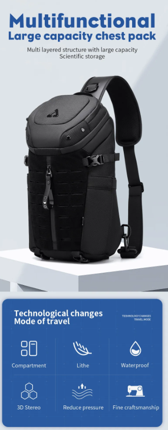 Ozuko 9730 Su Geçirmez Erkek Spor Çapraz Göğüs Çantaları, Erkekler İçin Taktik Askılı Çanta 