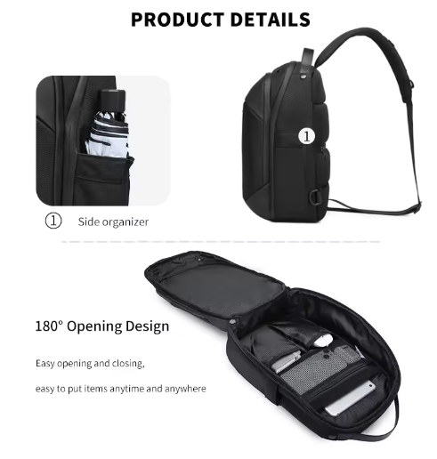 Ozuko Büyük Kapasiteli Su Geçirmez Erkek Göğüs, Crossbody Omuz Çantası 