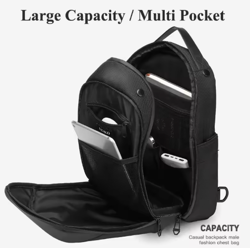 Ozuko Büyük Kapasiteli Su Geçirmez Erkek Göğüs, Crossbody Omuz Çantası 