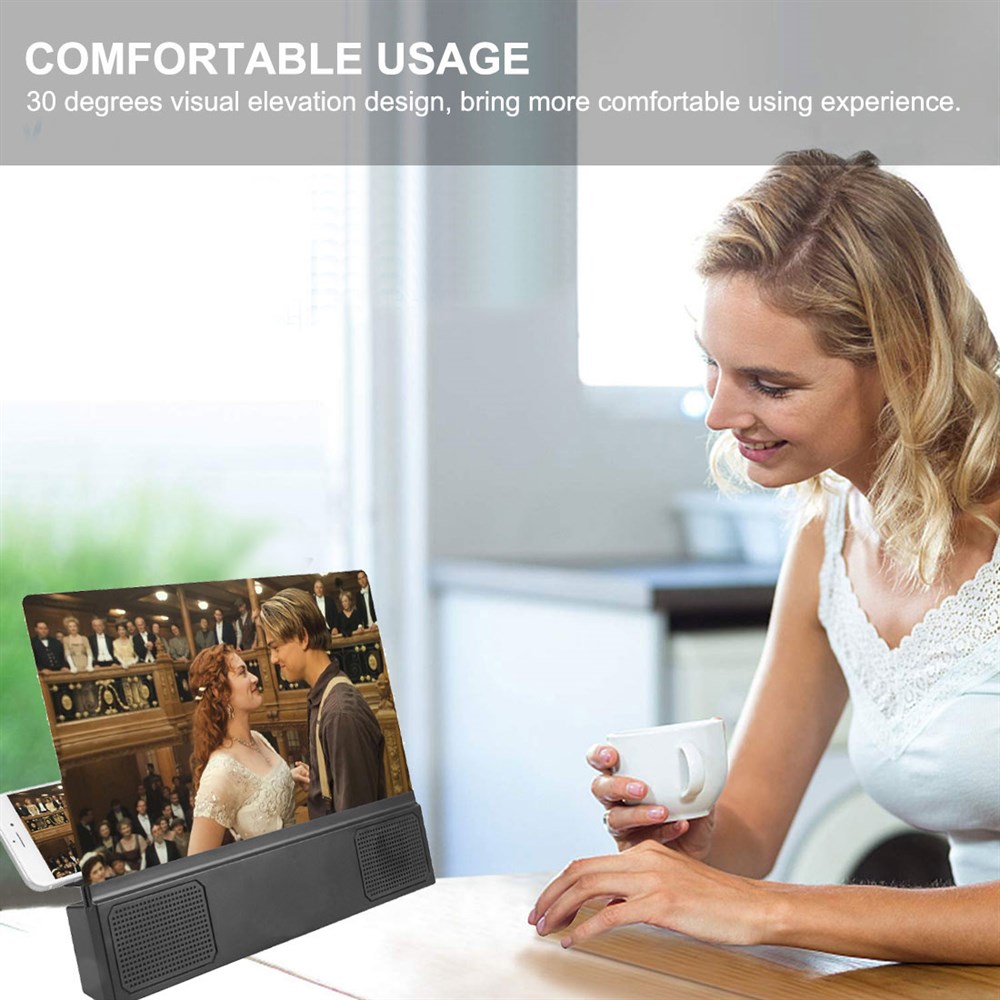 Pilli Ve Kablolu Hoparlörlü HD Telefon Ekran Büyüteci