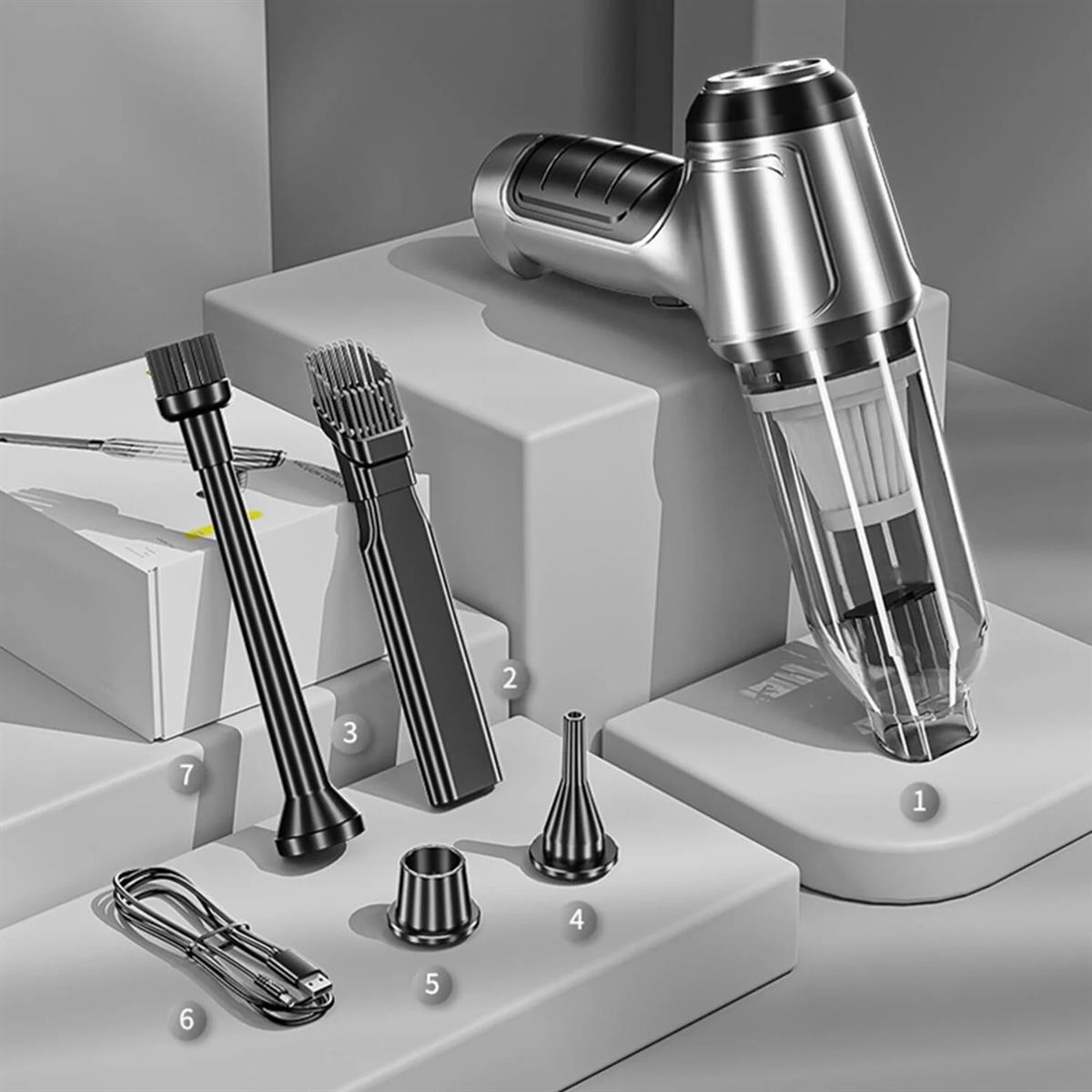 Plaza El Tipi Araba Elektrikli Süpürge Araba Panoları Için Nozullarla Ev Ofis Gri