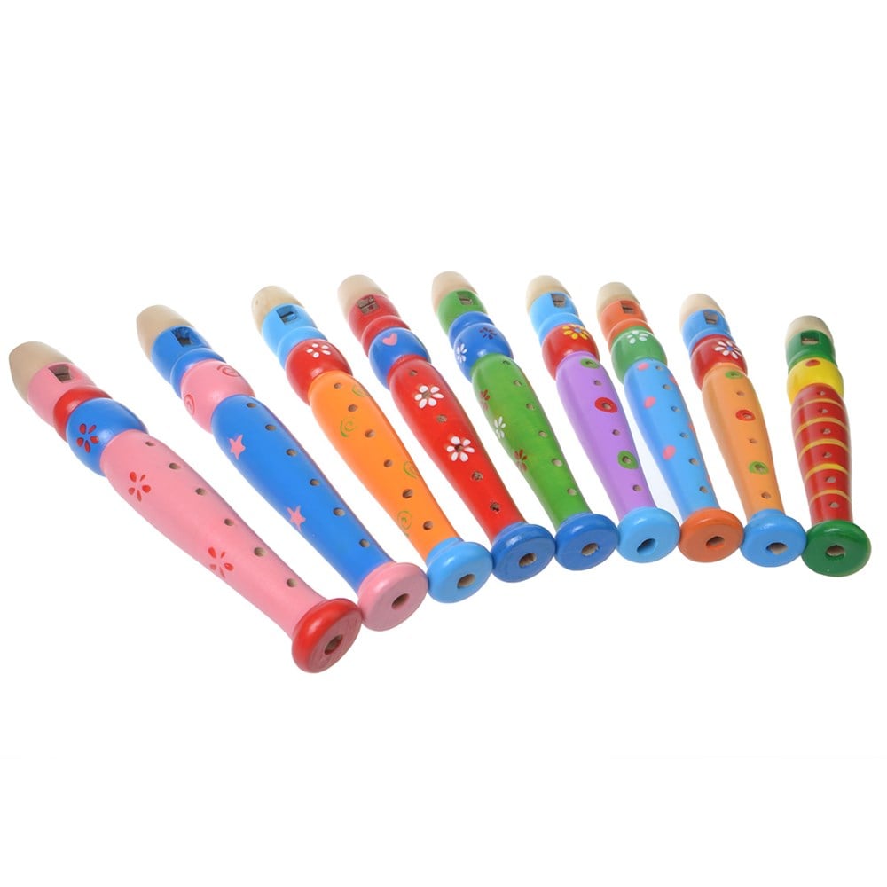 Renkli Ahşap Flüt Çocuk Müzik Aletleri 