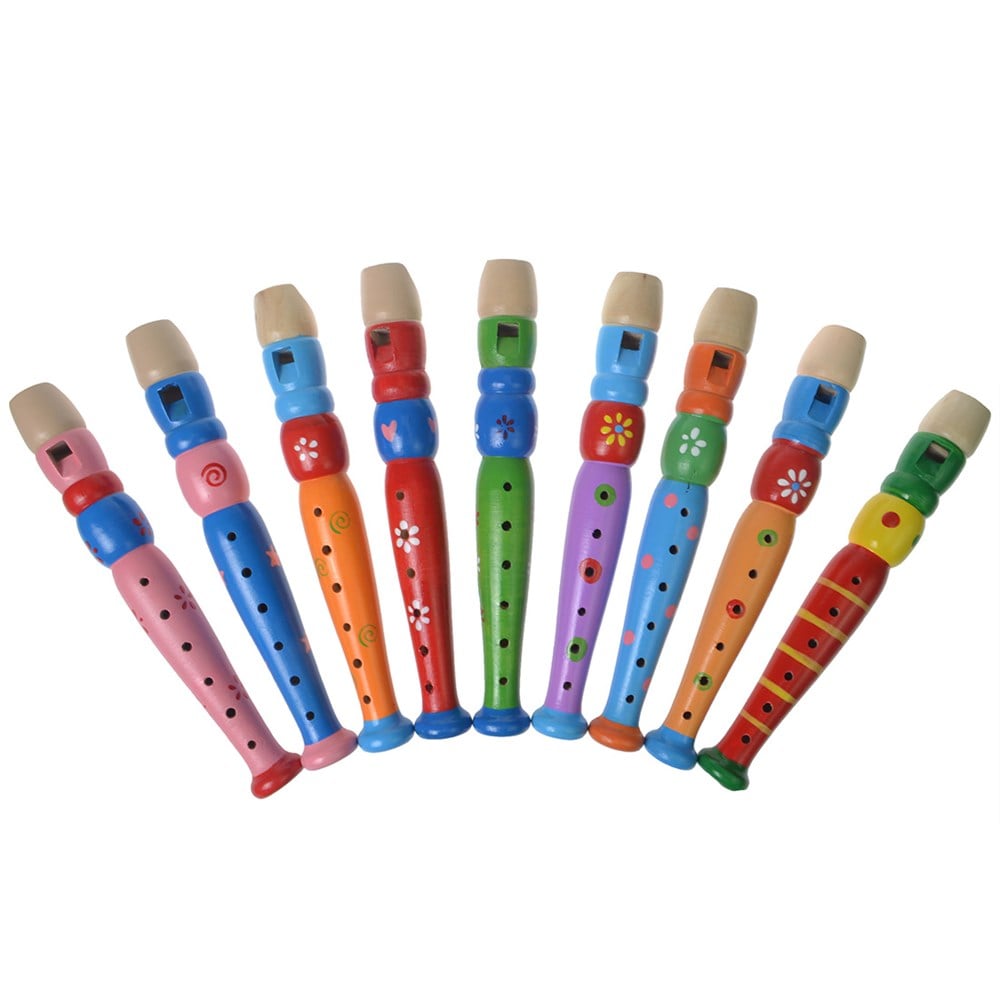 Renkli Ahşap Flüt Çocuk Müzik Aletleri 