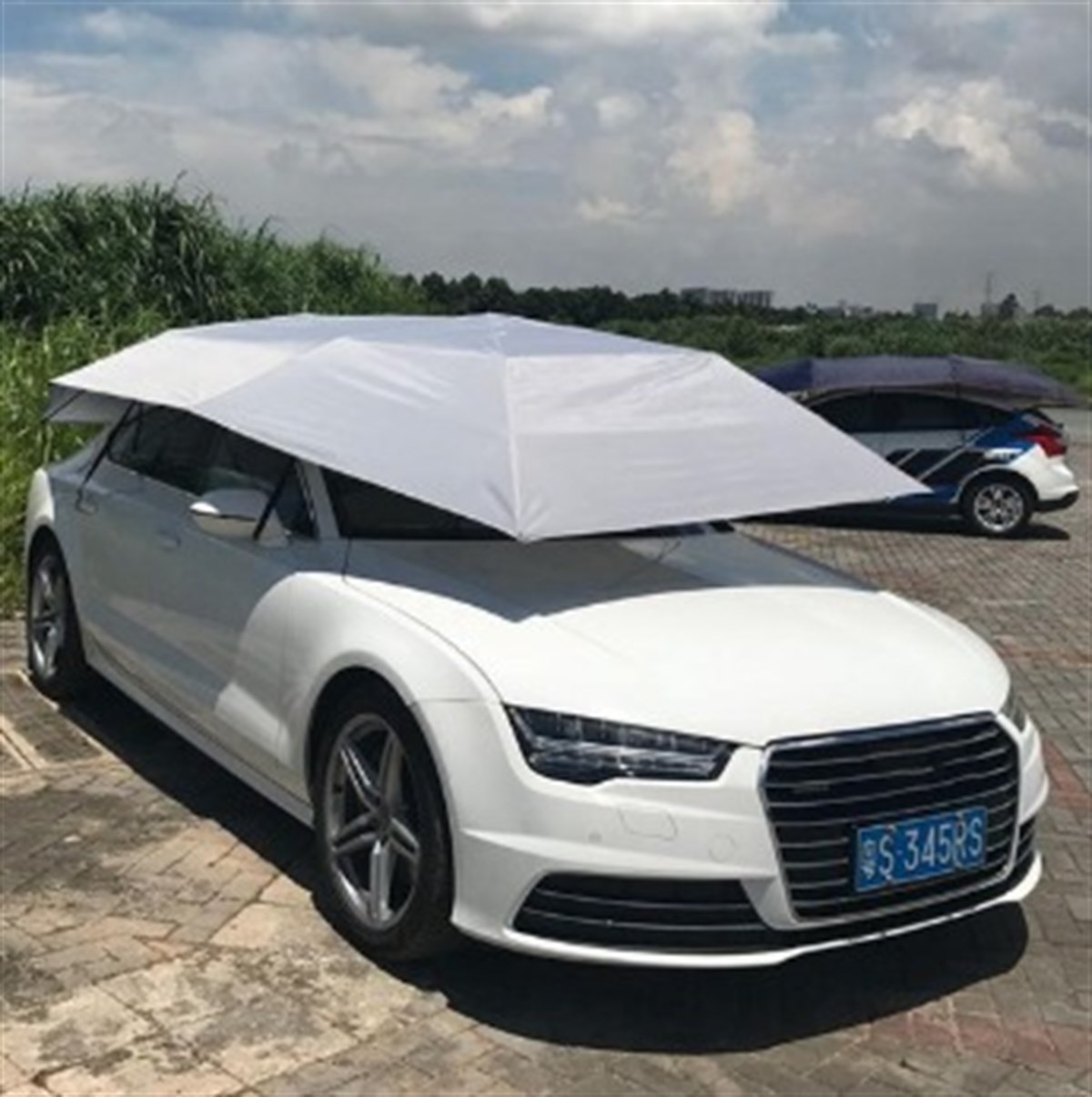 Semi Automatic Auto Protective Waterproof Awning Umbrella